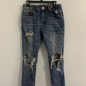 Zara - Distressed High Waisted Skinny Jeans